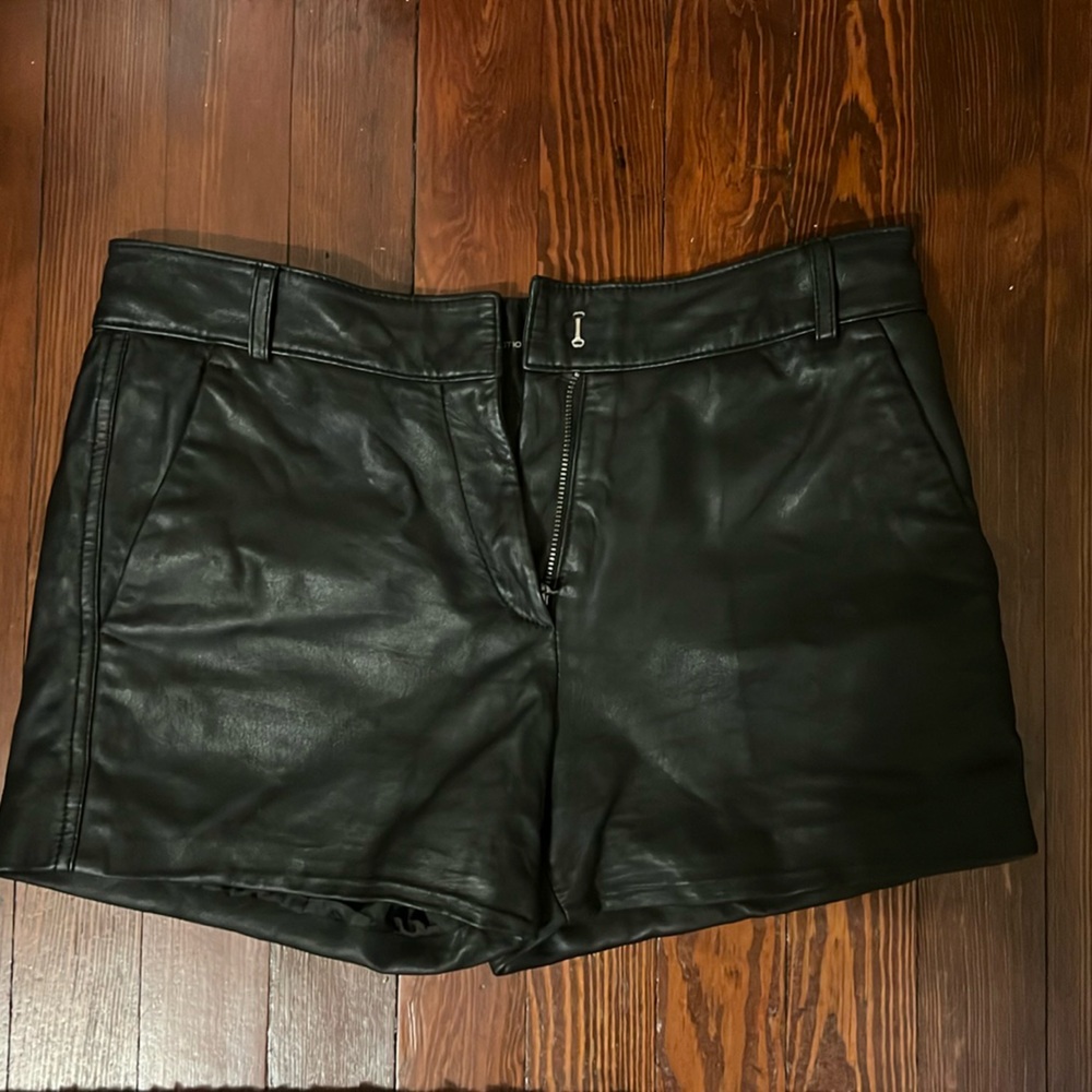 French Connection Genuine Leather Black Shorts Sz2